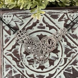 Silpada Sterling Silver Filigree Art Black Leather Necklace - retired